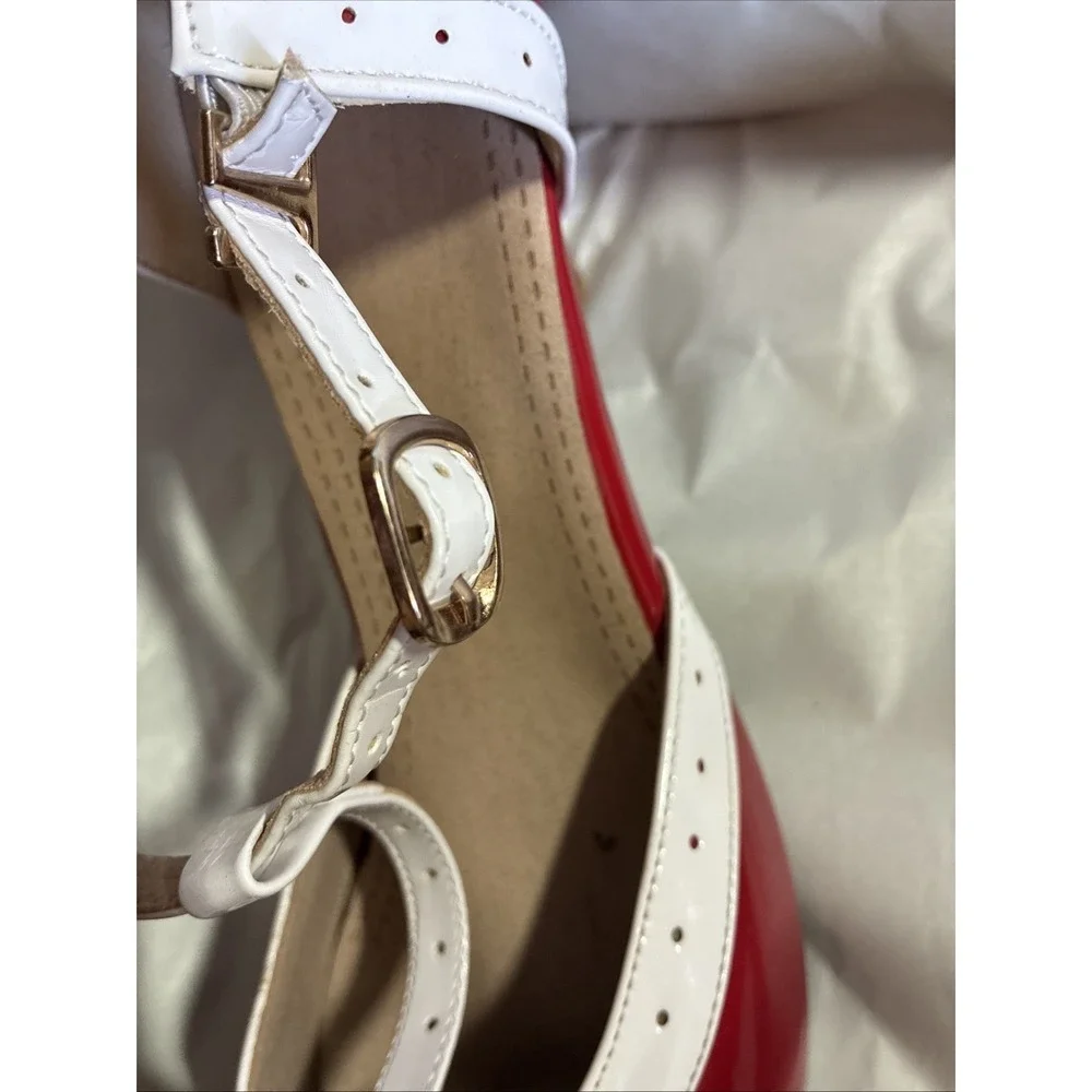 Hot Red & White Retro Ballroom / Swing Dance Shoes – Sz EU 45 (US Women's 14)